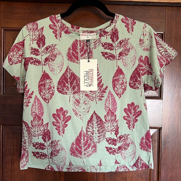 BOMBAY PAISLEY NWT Mint Leaf Crop Top SIZE M - Picture 3 of 7